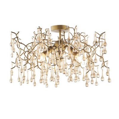 Luminosa Lighting Luminosa Rimini 3 Light Ceiling Semi Flush Aged Gold Paint & Champagne Lustre Glass - image 1