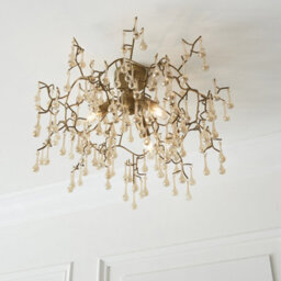 Luminosa Lighting Luminosa Rimini 3 Light Ceiling Semi Flush Aged Gold Paint & Champagne Lustre Glass - thumbnail 5