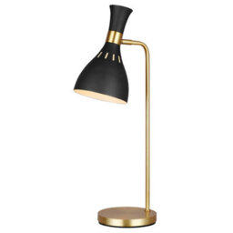 Stylish Midnight Black Table Lamp With Burnished Brass Finish And Led Bulb