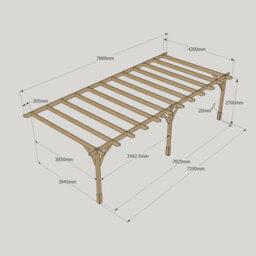 Rutland County Garden Furniture Wall Mounted Premium Pergola 3 Posts - Wood - L420 X W780 X H270 Cm - Rustic Brown - thumbnail 5