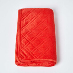 Homescapes Luxury Burnt Orange Quilted Velvet Bedspread Geometric Pattern 'paragon Diamond' Throw, 200 X 200 Cm - thumbnail 2