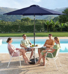 Songmics Sun Umbrella, Tilt On Both Sides, Crank For Opening/closing, Outdoor Patio, Balcony, Poolside, Beach, Without Base, Blue