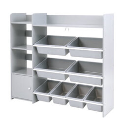 Costway Kids Bookshelf Toy Storage Organizer W/ 8 Storage Boxes Toddler Bookcase - thumbnail 2