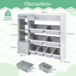 Costway Kids Bookshelf Toy Storage Organizer W/ 8 Storage Boxes Toddler Bookcase - thumbnail 3