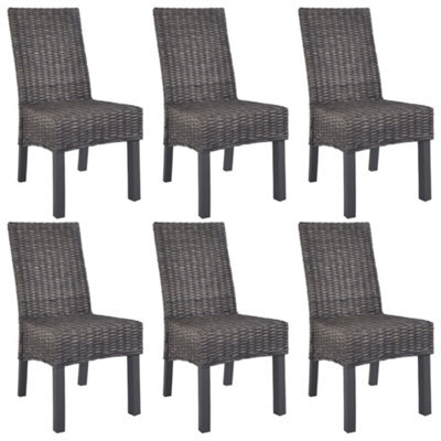 Vidaxl Dining Chairs 6 Pcs Brown Kubu Rattan And Mango Wood Dining Chairs - image 1