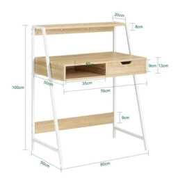 Sobuy Fwt63-N, Home Office Table Desk Computer Desk With Storage Shelf, Wood Veneer,w80Xd50Xh100 - thumbnail 3