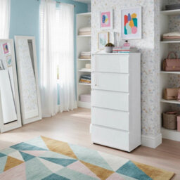 White High Gloss 5 Drawer Chest Of Drawers - thumbnail 3