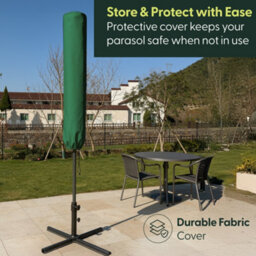 Keplin 3M 6 Ribs Cantilever Garden Parasol Umbrella With Crank Handle & Cover, Uv Resistant, Water-Repellent Polyester, Green - thumbnail 9