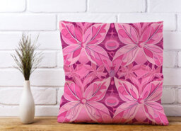 Warren Reed Designer Pink Abstract Floral Design Cushions 60Cm X 60Cm - thumbnail 2