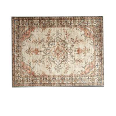 Bedlooms Timeless Cashmere Rug 40X60Cm, Vintage Floral Medallion, Anti-Slip, Stain Resistant, Soft Door & Kitchen Mat - image 1