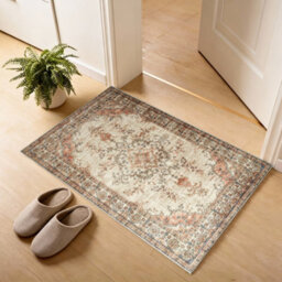 Bedlooms Timeless Cashmere Rug 40X60Cm, Vintage Floral Medallion, Anti-Slip, Stain Resistant, Soft Door & Kitchen Mat - thumbnail 7