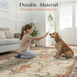 Bedlooms Timeless Cashmere Rug 40X60Cm, Vintage Floral Medallion, Anti-Slip, Stain Resistant, Soft Door & Kitchen Mat - thumbnail 5
