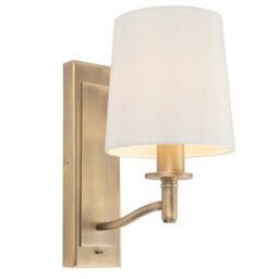 2 Pack Dimmable Led Wall Light Antique Brass & White Shade Classic Vintage Lamp - thumbnail 2