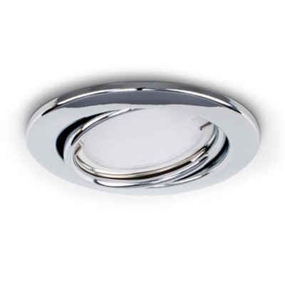 Valuelights Downlight Tiltable Fire Rated Chrome Ceiling Light Fitting 6 Pack With Cool White Bulbs - image 1