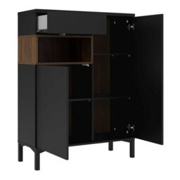 Wyld Haus Indigo Sideboard 2 Door 1 Drawer In Black And Walnut, Compact Contemporary - thumbnail 7