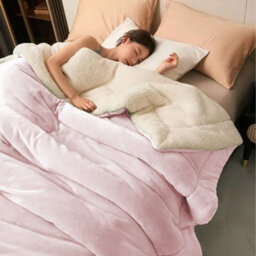 Ameha Sherpa Fleece Blanket Soft Thick & Warm Reversible Throw For Sofa, Bed & Travel Pink Double 150X200Cm - thumbnail 6