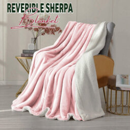 Ameha Sherpa Fleece Blanket Soft Thick & Warm Reversible Throw For Sofa, Bed & Travel Pink Double 150X200Cm - thumbnail 1