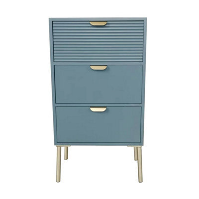 Minster 3 Drawers Chest Of Drawers - Wood - L30 X W40 X H75 Cm - Blue - image 1