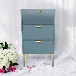 Minster 3 Drawers Chest Of Drawers - Wood - L30 X W40 X H75 Cm - Blue - thumbnail 3