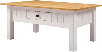 Seconique Panama 1 Drawer Coffee Table In White And Natural Wax Finish - image 1