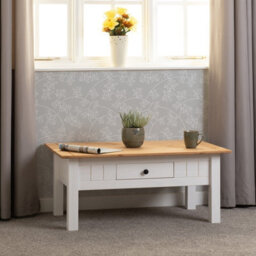 Seconique Panama 1 Drawer Coffee Table In White And Natural Wax Finish - thumbnail 6
