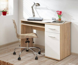Arte Dino 6 Desk 104Cm - Oak Sonoma & White Matt With Storage And Keyboard Tray - thumbnail 2