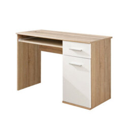 Arte Dino 6 Desk 104Cm - Oak Sonoma & White Matt With Storage And Keyboard Tray - thumbnail 1