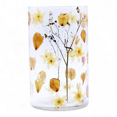 Serenityy Natural Floral Glass Tall Vase Candle Holder - Rose - Recycled Clear Glass 19X11Cm - image 1