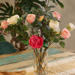 Serenityy Natural Floral Glass Tall Vase Candle Holder - Rose - Recycled Clear Glass 19X11Cm - thumbnail 6