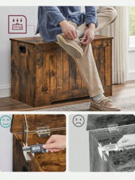 Songmics Vasagle Storage Chest, Storage Bench With 2 Safety Hinges, Shoe Storage Bench, Modern Style,for Hallway, Bedroom, Living Room - thumbnail 5