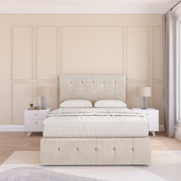 "Sloomy 3Ft Cambridge Divan Bed Base Cream Plush ,2 Drawers, 12"" Footboard & 54"" Floor Standing Headboard - Single" - thumbnail 2