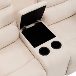 More4Homes Boston 2 Seater Manual Recliner Sofa W Drinks Console (Beige) - thumbnail 6