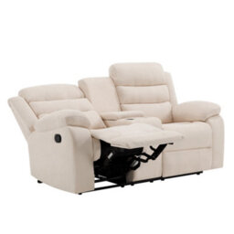 More4Homes Boston 2 Seater Manual Recliner Sofa W Drinks Console (Beige) - thumbnail 4