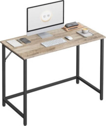 Songmics Vasagle Office Desk Table Workstation Small 100 X 50 X 75 Cm , Simple Assembly Metal Industrial Style Grey And Black