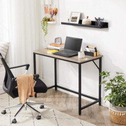 Songmics Vasagle Office Desk Table Workstation Small 100 X 50 X 75 Cm , Simple Assembly Metal Industrial Style Grey And Black - thumbnail 2