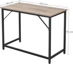 Songmics Vasagle Office Desk Table Workstation Small 100 X 50 X 75 Cm , Simple Assembly Metal Industrial Style Grey And Black - thumbnail 3
