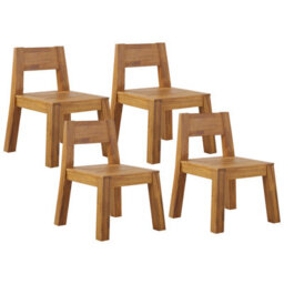 Beliani Set Of 4 Garden Chairs Livorno Acacia Wood Brown - thumbnail 1