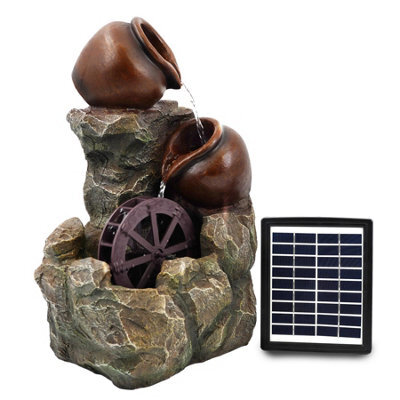 Geezy Solar Water Fountain Led Cartwheel Solar Water Feature Home Garden Decoration - image 1