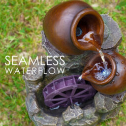Geezy Solar Water Fountain Led Cartwheel Solar Water Feature Home Garden Decoration - thumbnail 3