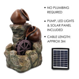 Geezy Solar Water Fountain Led Cartwheel Solar Water Feature Home Garden Decoration - thumbnail 6