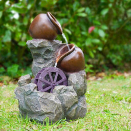 Geezy Solar Water Fountain Led Cartwheel Solar Water Feature Home Garden Decoration - thumbnail 5