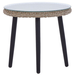 Beliani Bistro Set With Cushions Ortigia Pe Rattan Light Beige Beige - thumbnail 9