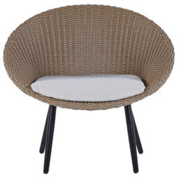Beliani Bistro Set With Cushions Ortigia Pe Rattan Light Beige Beige - thumbnail 4