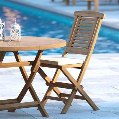 Eterna Amalfi Teak Garden Dining Table & 4 Seat Chair Set - With Green Cushions - image 1