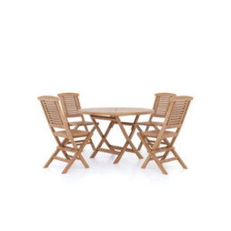 Eterna Amalfi Teak Garden Dining Table & 4 Seat Chair Set - With Green Cushions - thumbnail 5