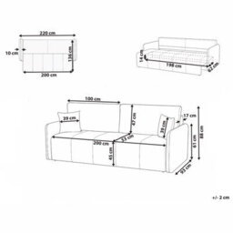 Beliani Sofa Bed 3 Seater Egge Velvet Light Brown - thumbnail 3