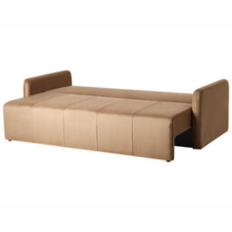 Beliani Sofa Bed 3 Seater Egge Velvet Light Brown - thumbnail 5