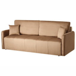 Beliani Sofa Bed 3 Seater Egge Velvet Light Brown - thumbnail 4