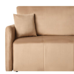 Beliani Sofa Bed 3 Seater Egge Velvet Light Brown - thumbnail 6