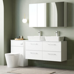 Nuie Arno Wall Hung Vanity Unit With 4 Soft-Close Drawers & Carrera Marble Laminate Top - thumbnail 2